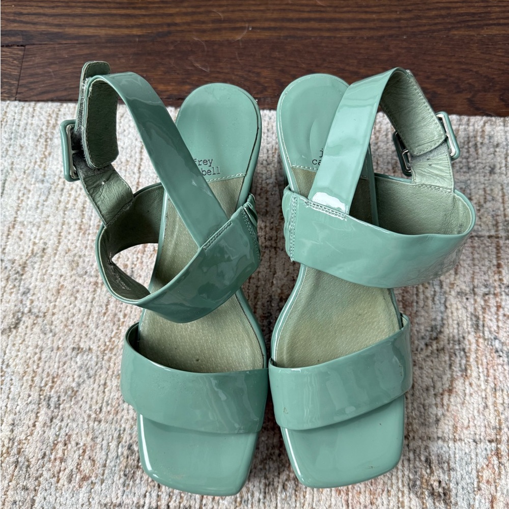 Jeffrey Campbell Green Patent Leather Block Heel Sandals - Picture 4 of 7